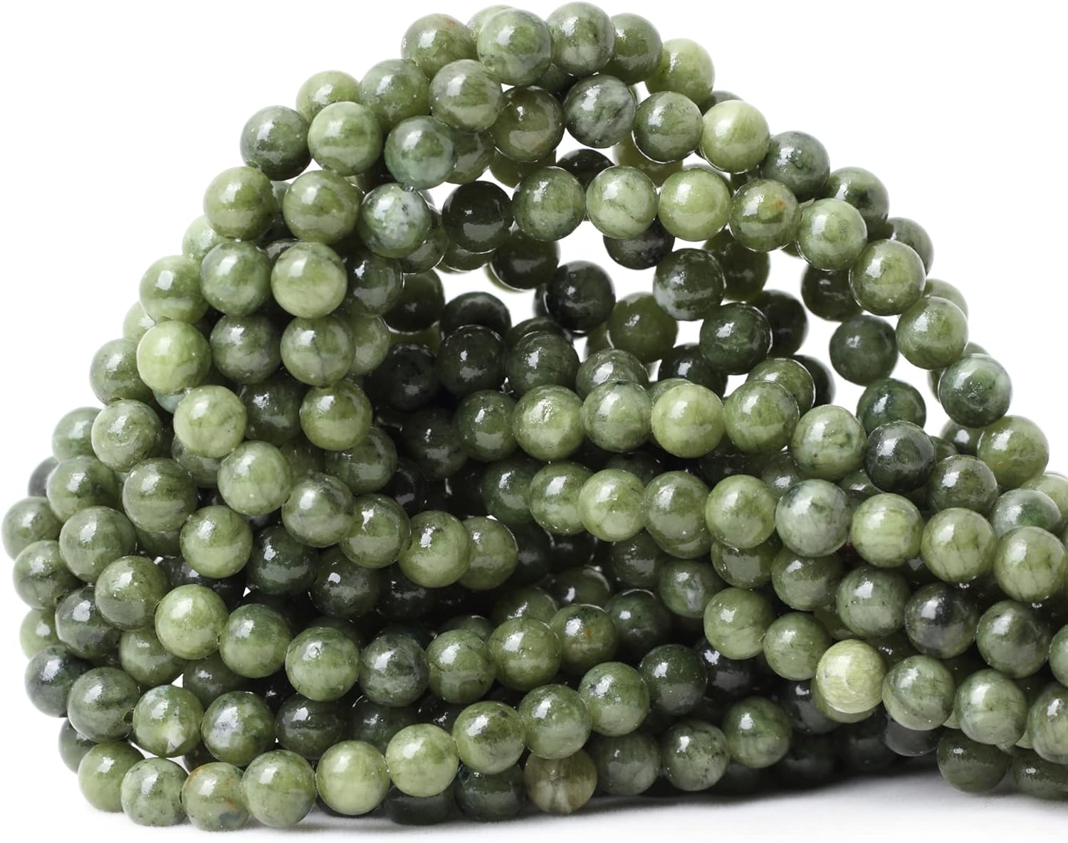 60PCS 6mm Natural Taiwan Green Jade Round Loose Beads for Jewelry Making DIY Bracelet Necklace Materials 1 Strand 15"