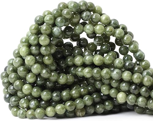CHEAVIAN 60 cuentas redondas sueltas de jade verde Taiwán natural de 0.236 pulgadas para hacer joyas, pulseras, collares, materiales en 1 hebra de