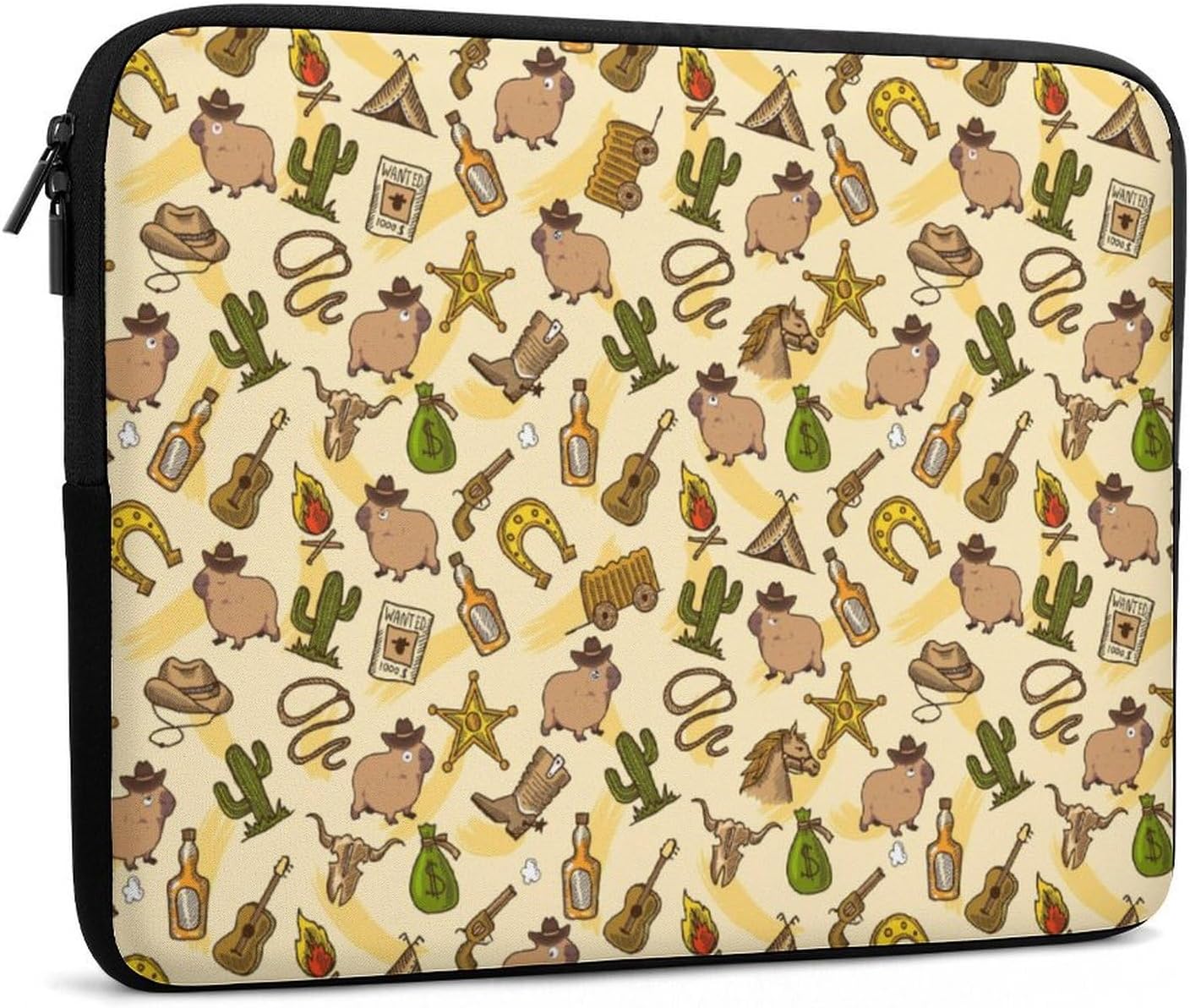 Laptop Bag Cartoon Cute Cowboy Capybara Laptop Sleeve Computers Shock Resistant Carrying Case Cover 17inch Notebook Zipper Protective Bag for Men Women Office Boys Girls Travel Camping