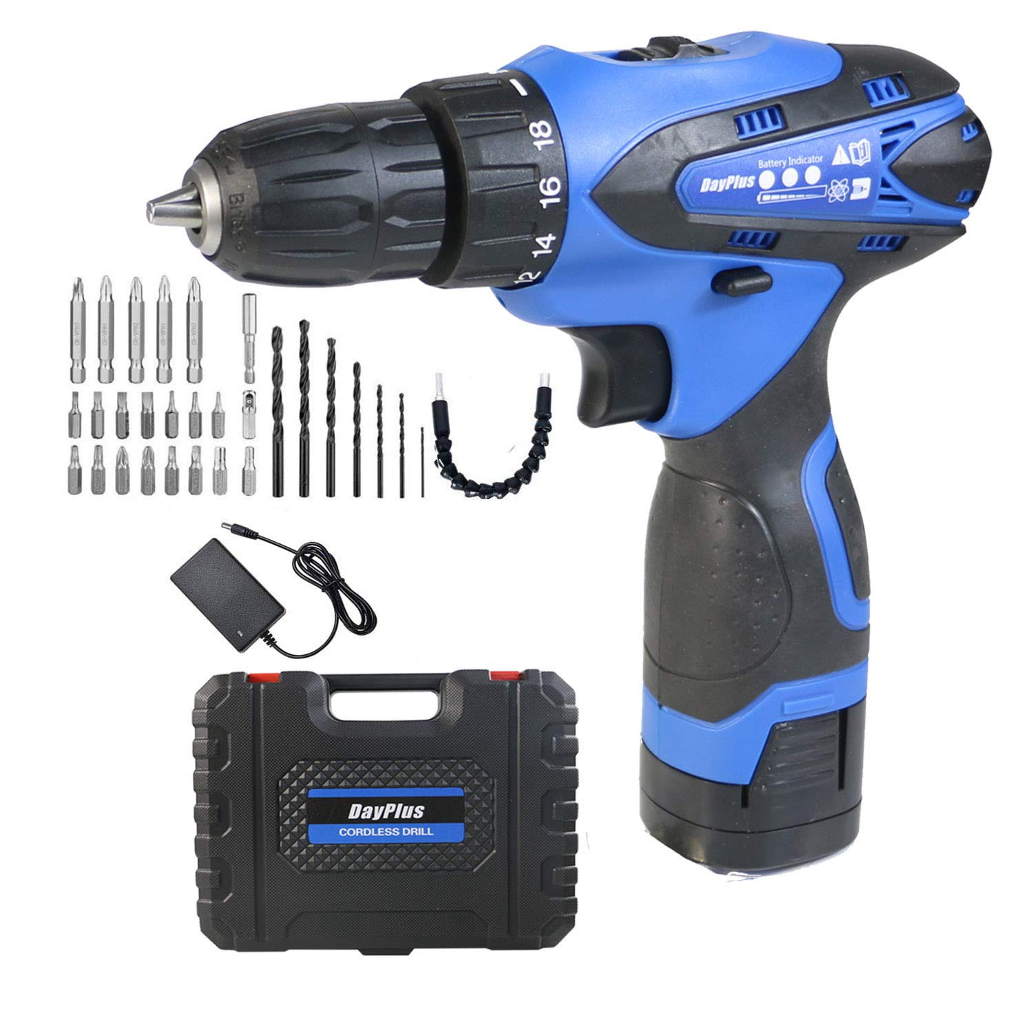 16.8V Electric Drill Kit Cordless Drill Driver Power Screwdriver Drill Rechargeable with Bright LED Light and 23 Piece Accessories for Home DIY Screwdriving, Drilling