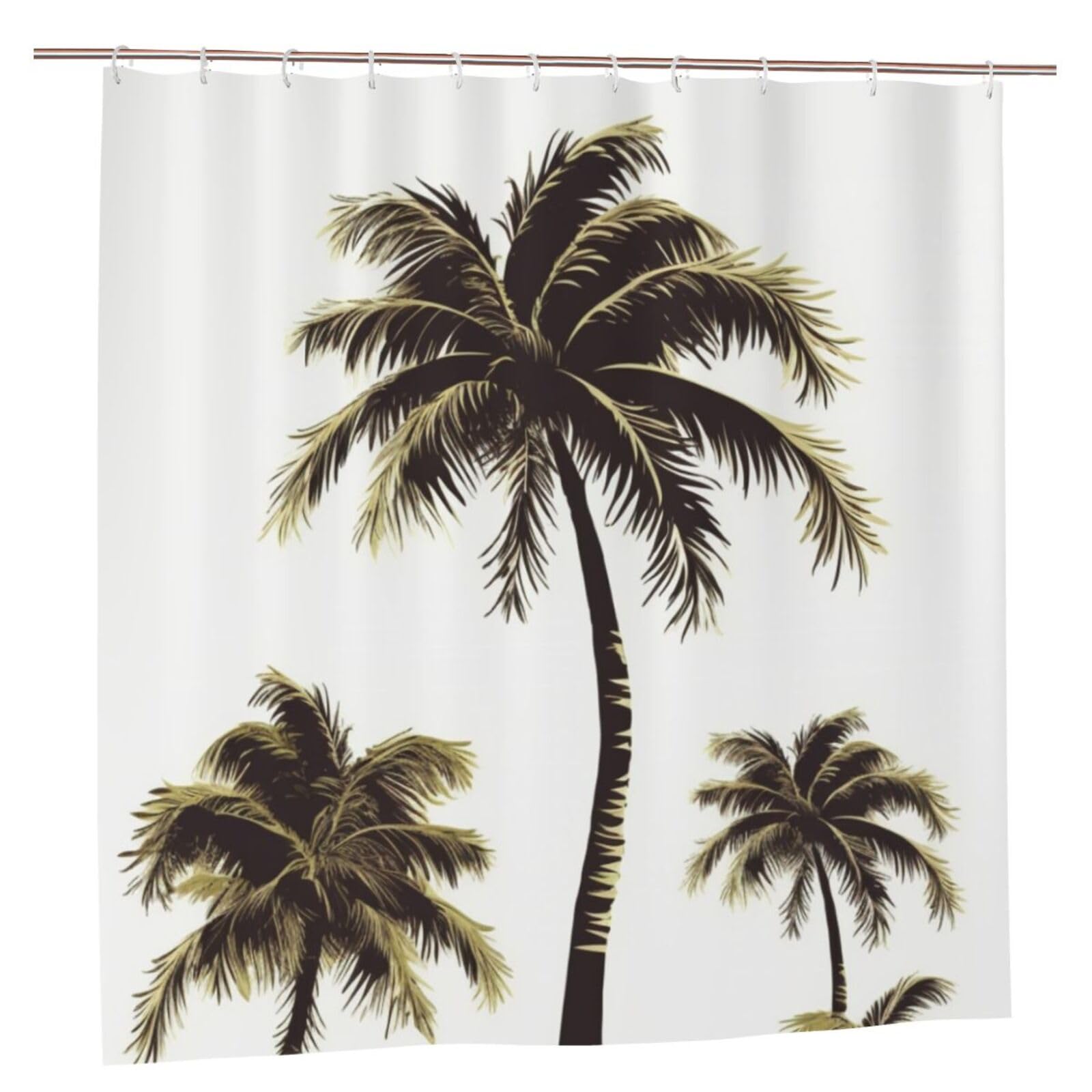 Rideau de douche en tissu épais haut de gamme motif palmier vert 182 cm