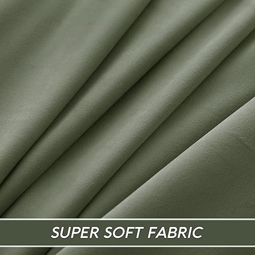 Miniatura 6 de RYB HOME Cortinas opacas de terciopelo verde salvia de 84 pulgadas, cortinas de ventana con aislamiento térmico para oscurecer la habitación, con