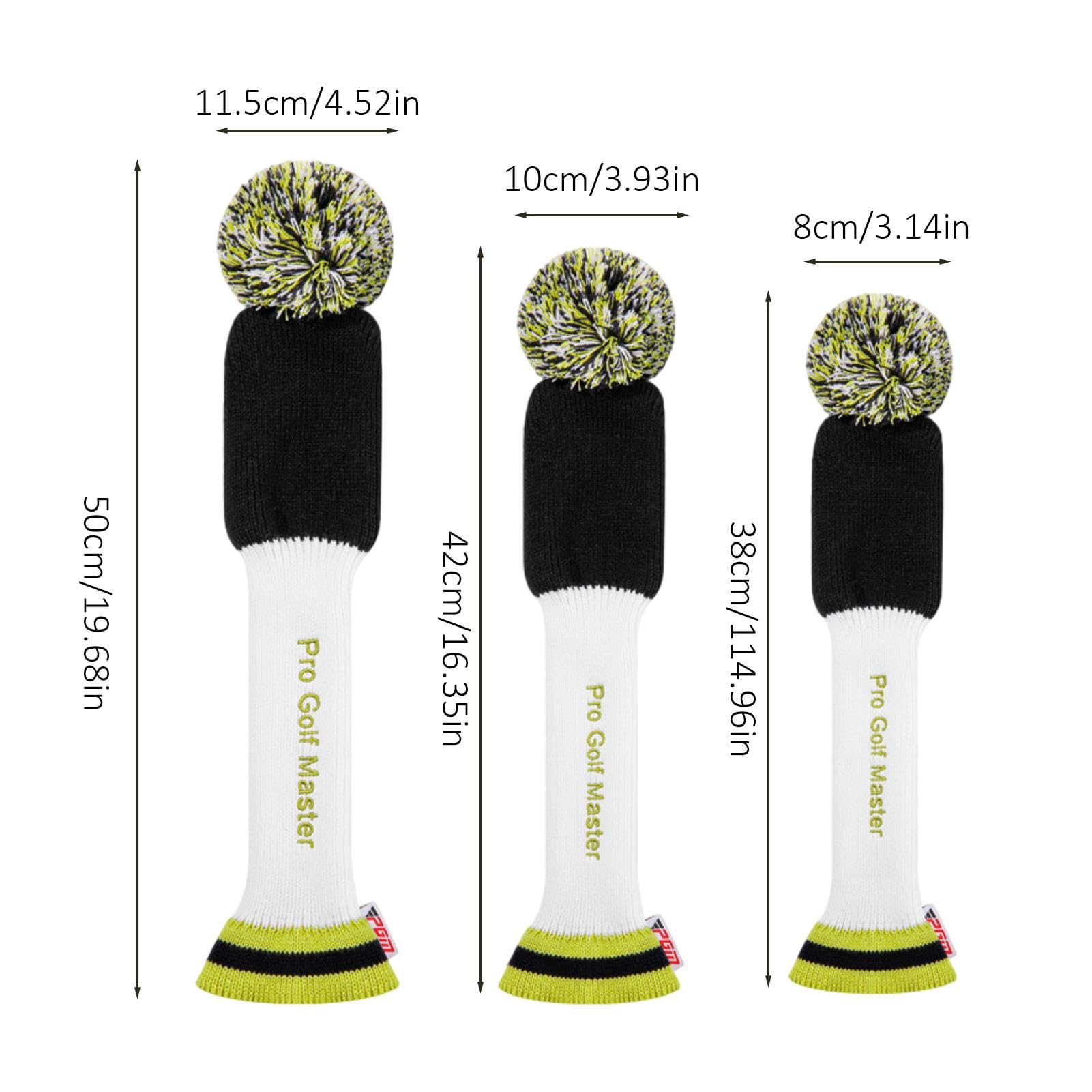 Housses de tête de golf tricotées en bois, housses de club de golf, housses de club de golf douces en tricot 3 couvre-têtes de club de golf à long cou pour les amateurs de golf, la famille, les amis,