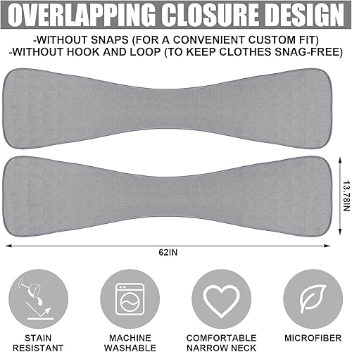 Miniatura 2 de 6 unidades de baberos para adultos, bufandas para comer, dignidad, comedor, bufanda, baberos para personas mayores lavables (gris)