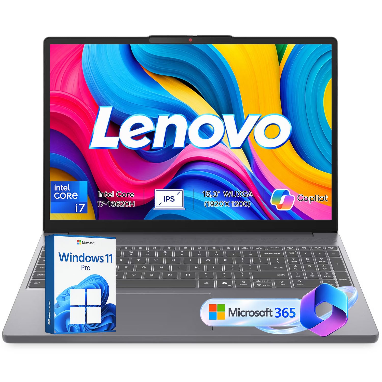 Lenovo IdeaPad Slim 3 AI-Ready Laptop, 15.3" WUXGA IPS Anti-Glare Display, Intel Core i7-13620H (10-Core, Up to 4.9GHz), 16GB DDR5 RAM, 512GB SSD, Wi-Fi 6, Windows 11 Pro, Microsoft 365 for the Web