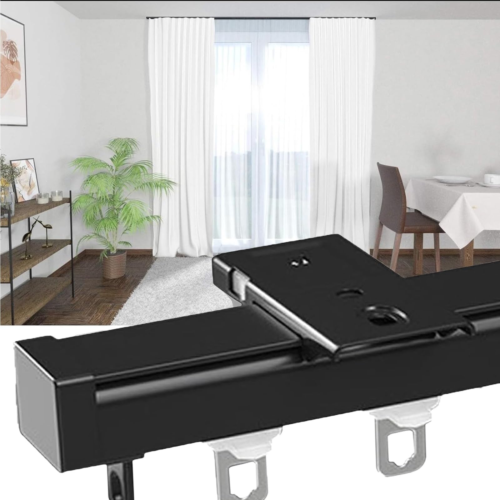 Aluminiowa szyna sufitowa, do firanek, 90 cm, 160 cm, 380 cm, 500 cm, 600 cm, system szyn do montażu na suficie/ścianie, ścianka działowa (biała, 420 cm)
