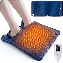 Ninonly 40X80 Electric Foot Warmer Zipper Design with 6 Temperature Levels and 4 Timer Automatic Shut-off Electric Feet Warmers Double Layer Machine Washable Blue