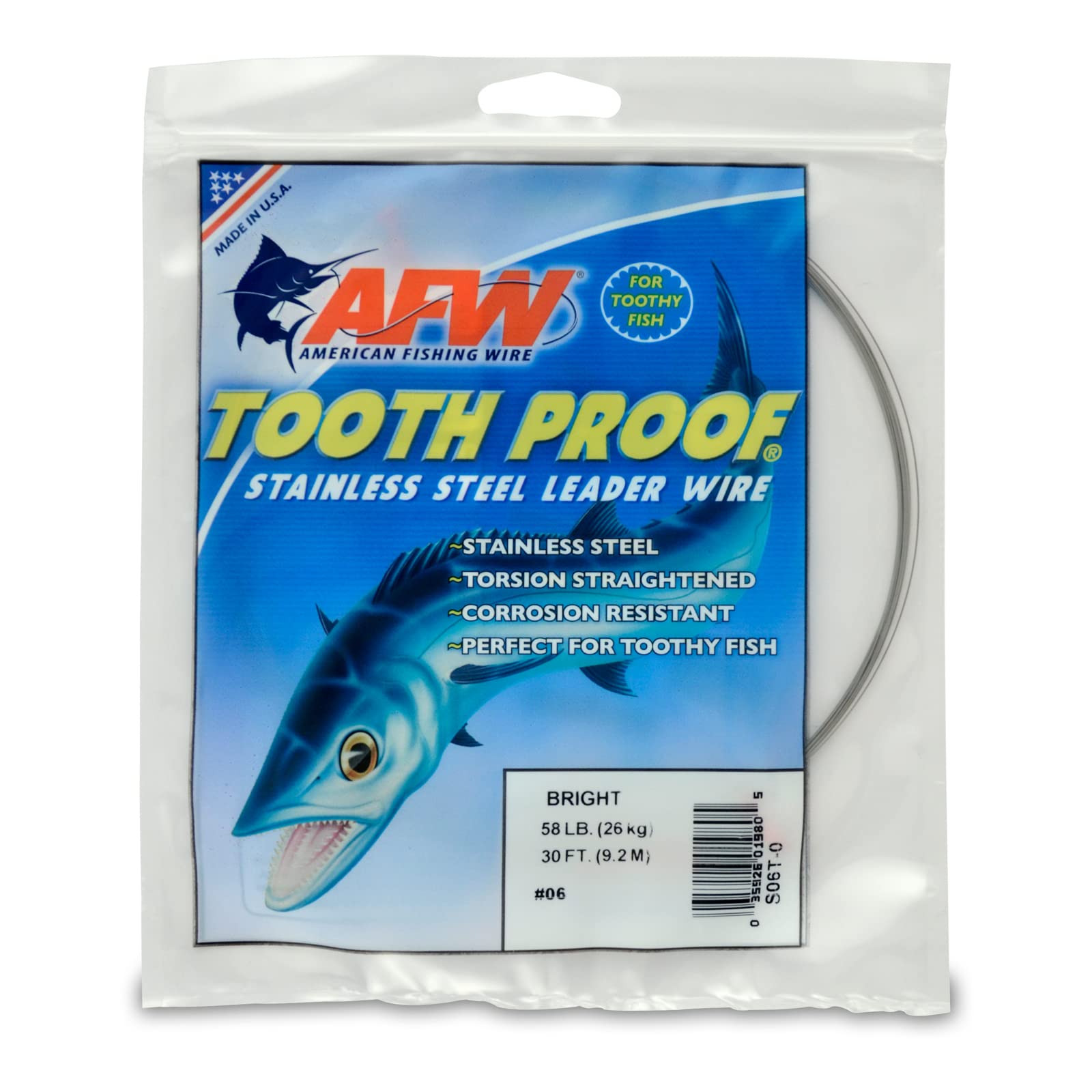 AFW Tooth Proof Fishing Wire Single Strand Leader, Bright and Camo