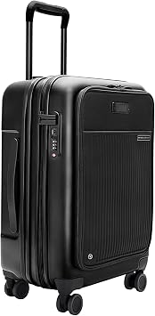 Briggs & Riley Essential 22 Inch Carry On Luggage Suitcase - Hardshell Luggage with Front Opening Pocket - Laptop Compartment - Compression Packing & Spinner Wheels - Sympatico Collection - Black