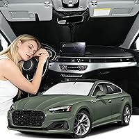 Vista 45 de Parasol de 4 capas para parabrisas, ajuste personalizado, tela 240T, parasol retráctil que bloquea los rayos ultravioletas, accesorios para automóvil