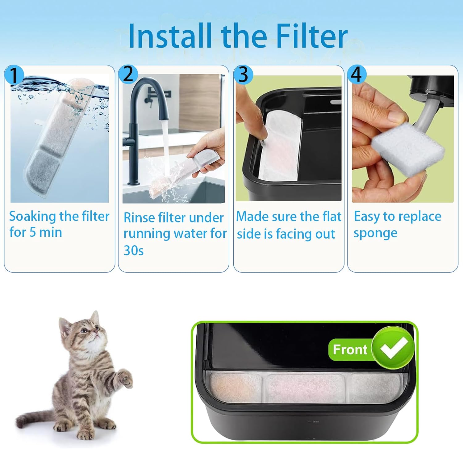 12 Packs Replacement Filters Compatible with DownyPaws Wireless Cat Water Fountain 84oz/2.5L,Cat Fountain Filter for Battery Operated Water Fountain DPWFP6