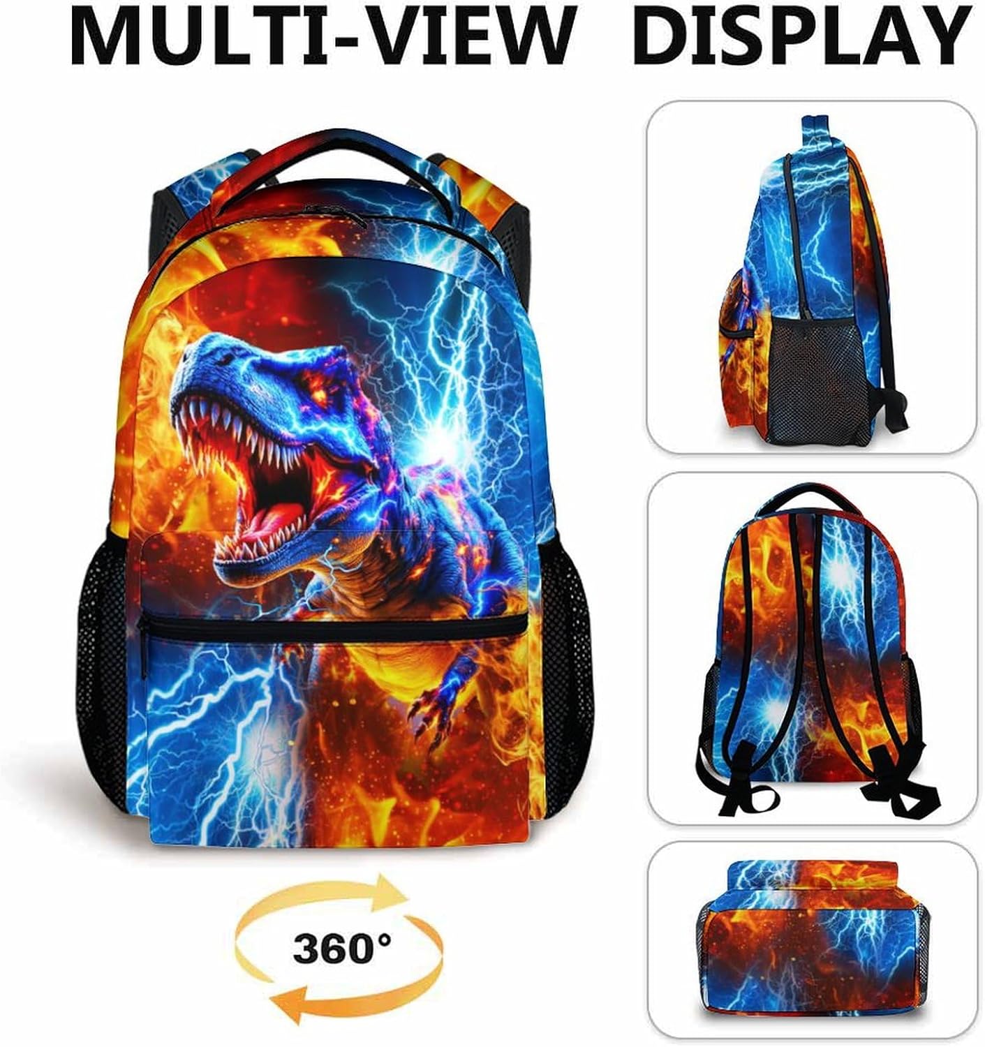 Dinosaur Backpack for Boys, Backpack for Kids Teens Kindergarten Primary Middle Senior, 17 Inch Lightweight Large Capacity Bookbag for School Travel Work - Image 5