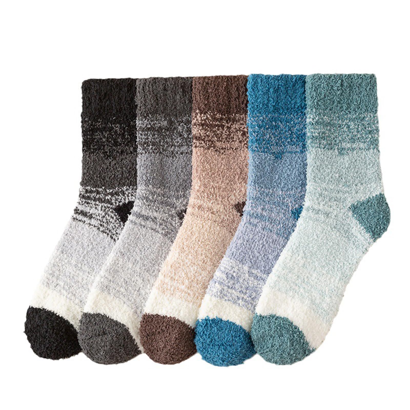 [DAMILY] 靴下 メンズ もこもこ 冬用 ルームソックス 厚手 あったか靴下 防寒 男性用 5足セット 暖かい くつした 保温 スキー 睡眠 部屋着 アウトドアソックス 24-27cm
