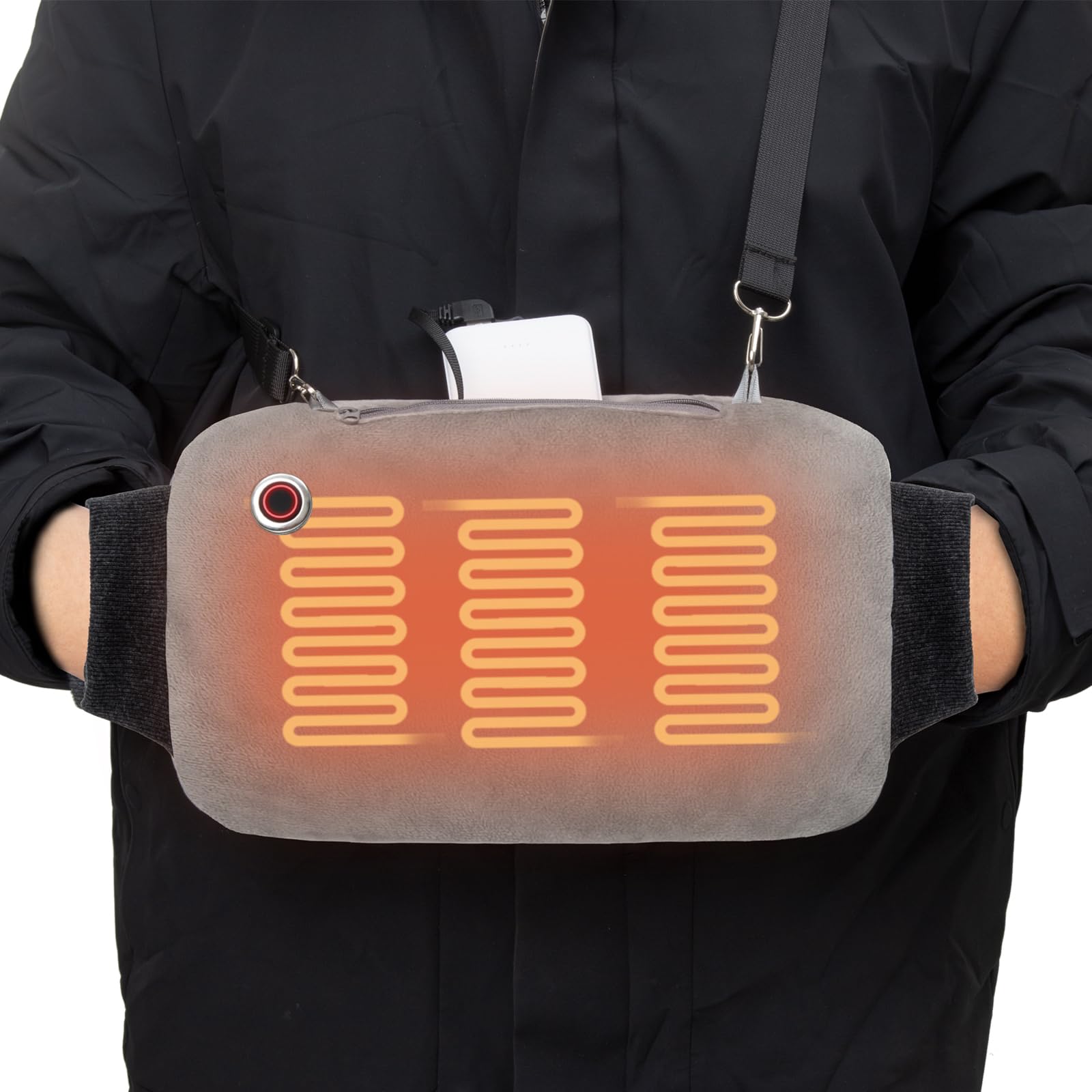 Hand Warmers Rechargeable, 10000mAh Electric Heated Gloves Power Bank Portable Graphene Handwarmers Pouch with 3 Levels & Double-Sided Heating for Hunting Camping Golf Xmas Gifts for Women Men Kids