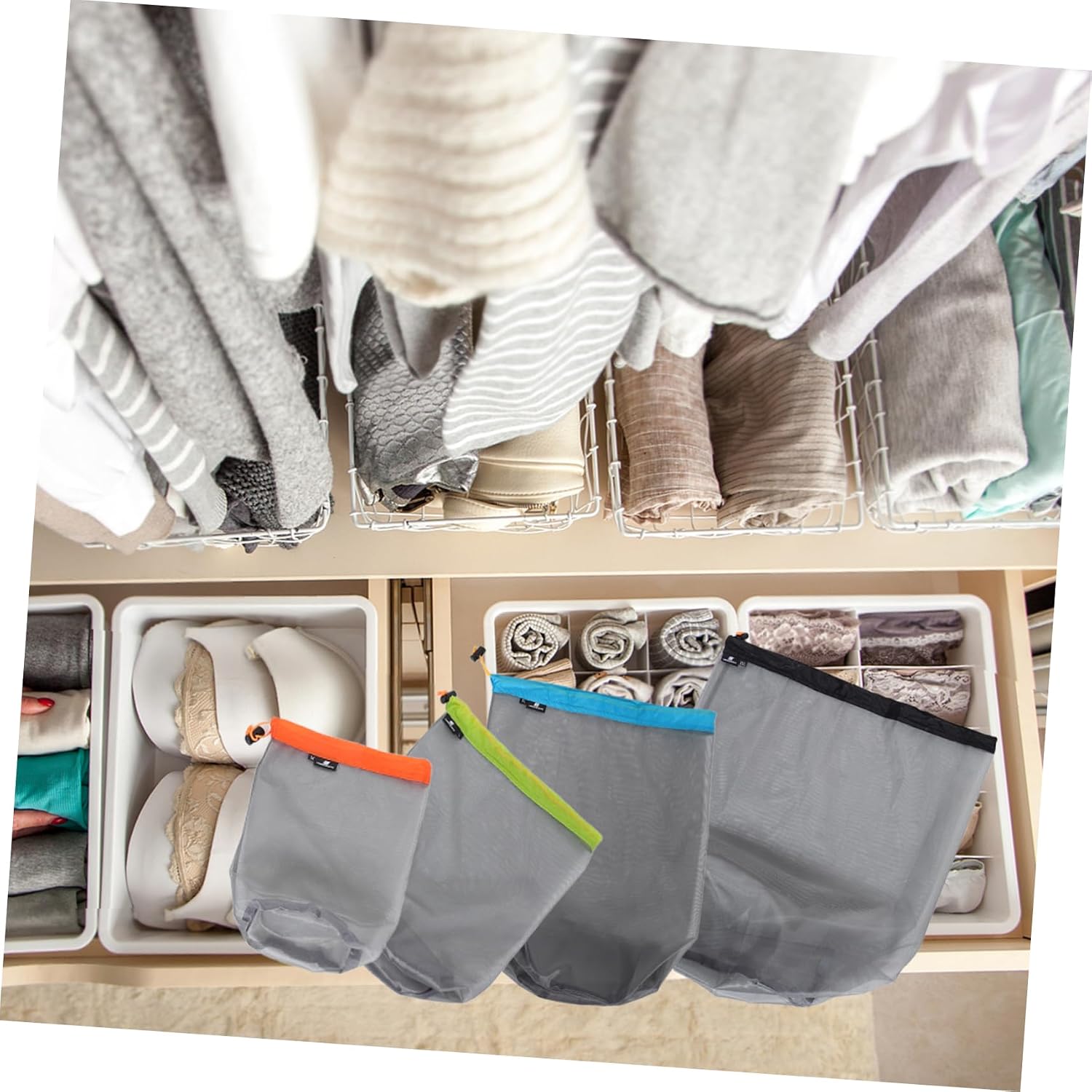 Toddmomy 1set Outdoor Mesh Storage Sack of Polyester Drawstring Bags for Travel Camping Hammock Use Reusable Space-Saving Design