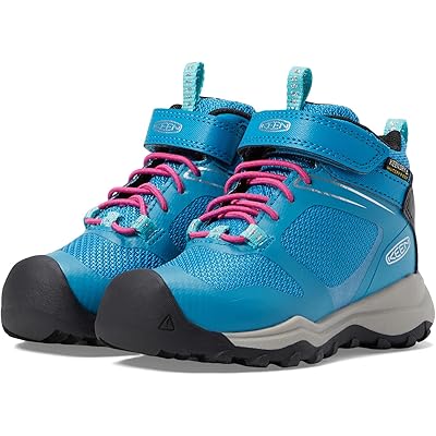 Женские кроссовки KEEN Kids Wanduro Mid Waterproof (Toddler/Little Kid) fjord blue/fuchsia purple