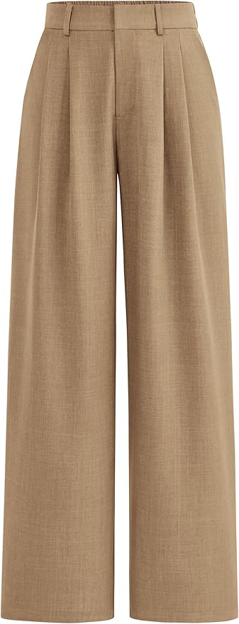 PRETTYGARDEN Women's Summer Elastic High Waisted Work Pants Straight Leg Dressy Business Casual Trousers Slacks Pockets