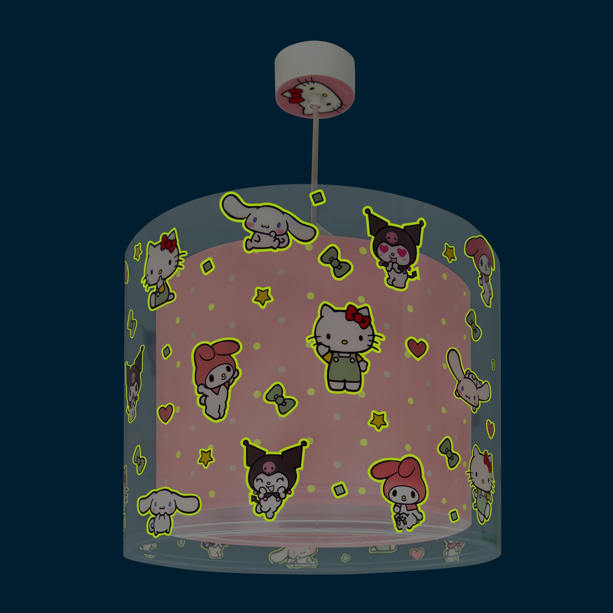 Dalber Lámpara Techo Colgante Infantil Hello Kitty & Friends 41252 E27 | Incluye difusor de luz inferior extraible; Habitación niñas; lámparas infantiles.