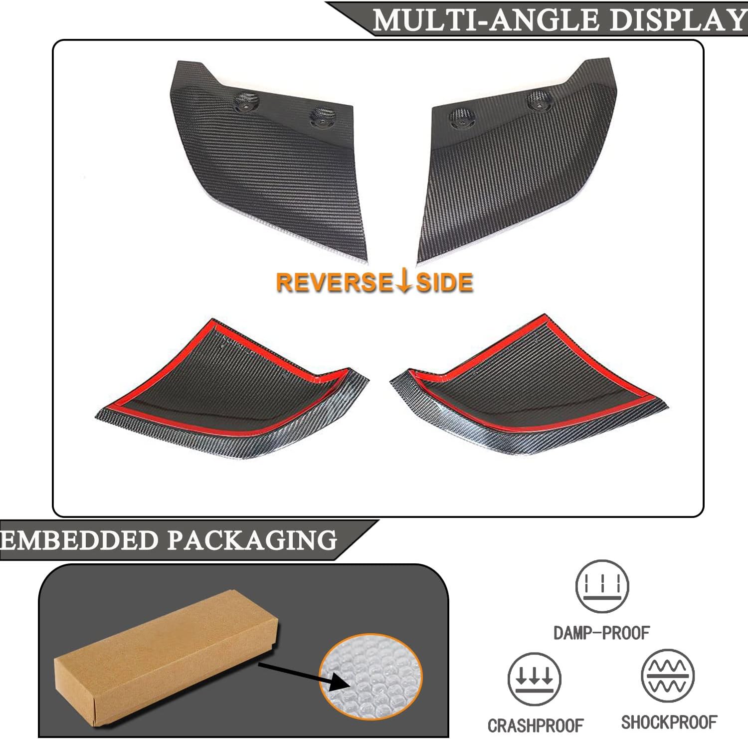 Carbon Fiber Rear Bumper Splitter for Audi R8 V10 Gen 2 2Door Coupe Spyder Convertible 2016-2018 Customized CF Car Spoiler Winglets Vents Flaps