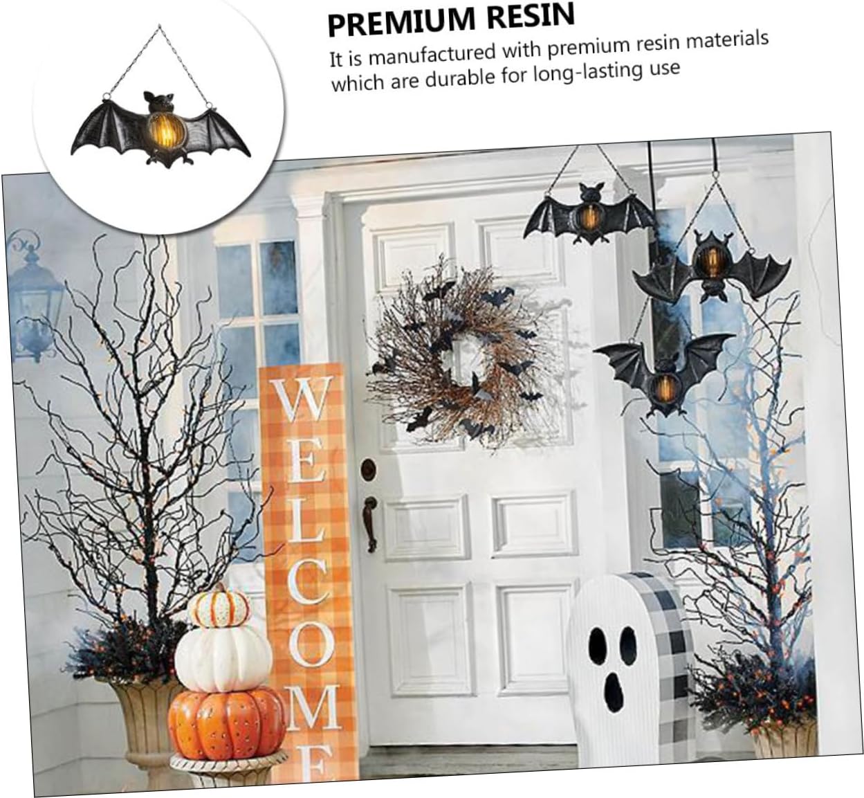 IMIKEYA 3pcs Chic Halloween Bat Lantern Pendant Unique Doorway Decoration Festival Lantern for Front Door Home Decor Easy to Design for Spooky Celebrations