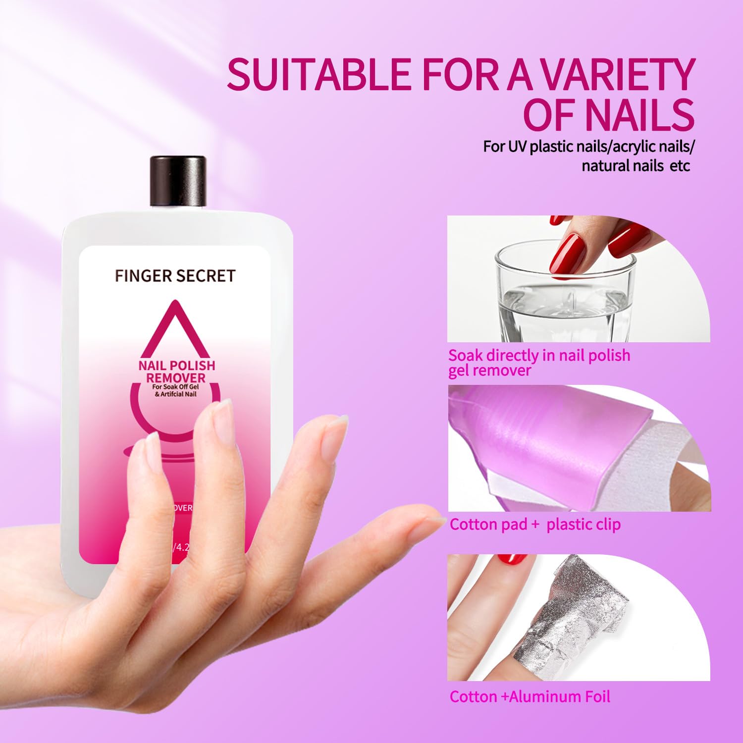 Gel Nail Polish Remover - 120ml Magic Liquid Remove Gel Nail Polish Easily Professional Gel Remover for Nails Use in Salon or Home Nail Art Design