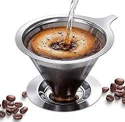 Coador Filtro de Café 103 Inox Reutilizável Sem Uso de Papel e Lavável de Aço Durável para Café Coado Tradicional Artesanal Filtro de Café Resistente Econômico Coador de Café Prático Premium