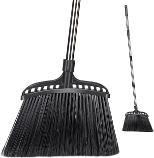Heavy Duty Broom Outdoor/Indoor Commercial Broom,Household Angle Broom with 56" Extendable Long Handle,Perfect for Courtyard Garage Lobby Mall Home Kitchen Room Office Floor Cleaning-Black