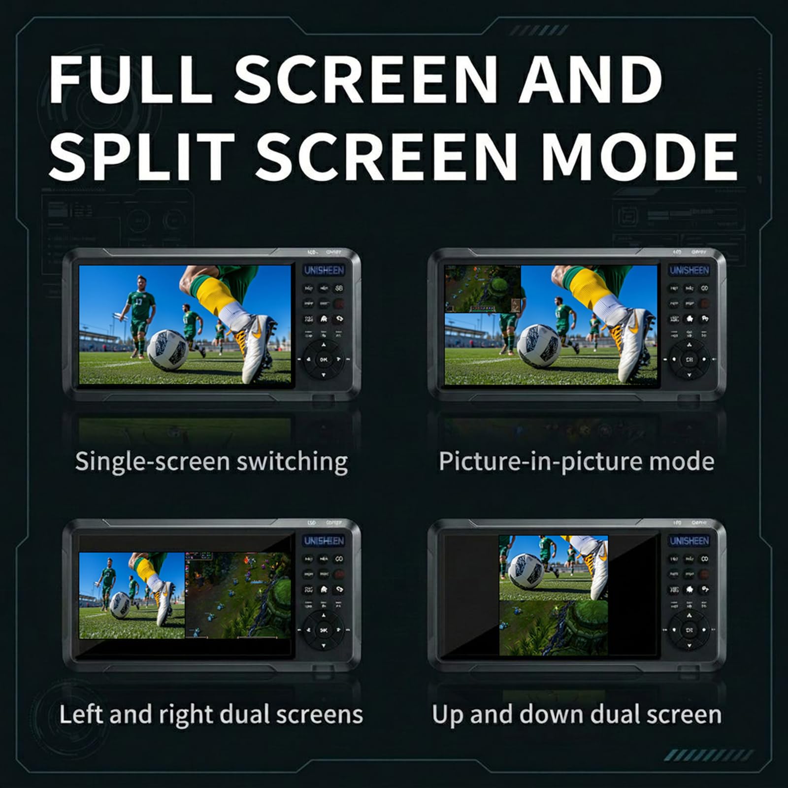 HD Video Capture Box 2 Channel 1080p 60 FPS HDMI Picture-in-Picture Video Recorder with Screen 7 inches MP4 Support SD Card U Disk Storage Have USB2.0 Cable Remote Control