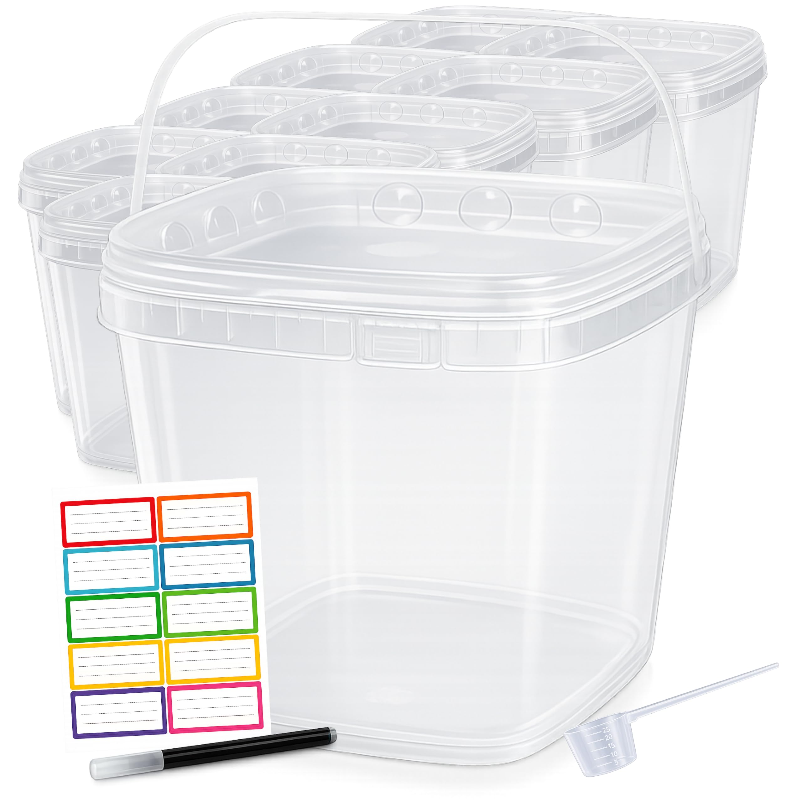 Üka Pack 10 Seaux en Polypropylène Transparent 5,4 L - 20x20x20,5 cm.