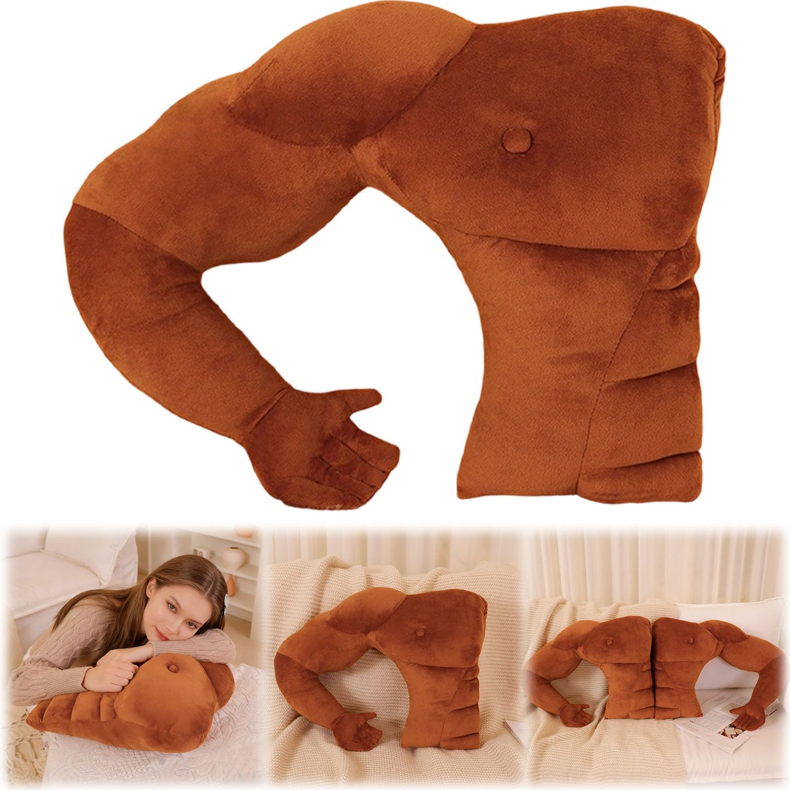 Supportive Muscles Man Pillow for Women Boyfriends Arm Pillow Muscle Man Pillows with Soft and Cotton Filling for