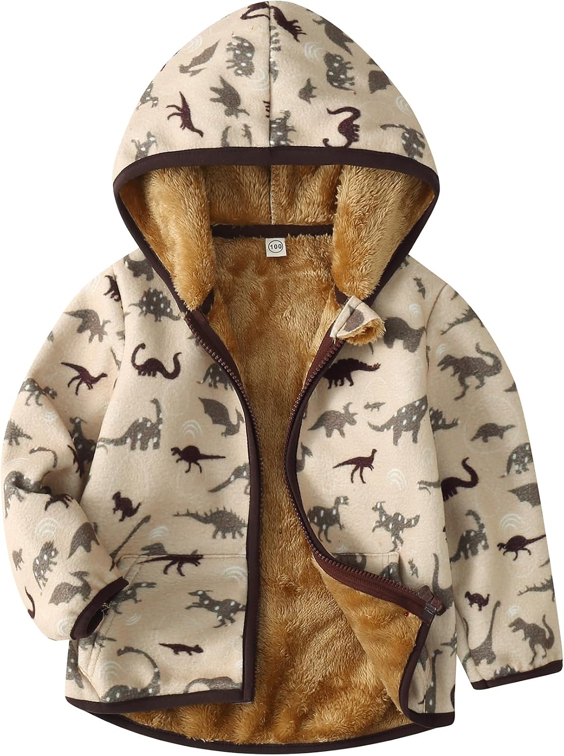 Toddler Fleece Jacket Boys Girls Sherpa Hooded Jackets Thick Warm Outerwear