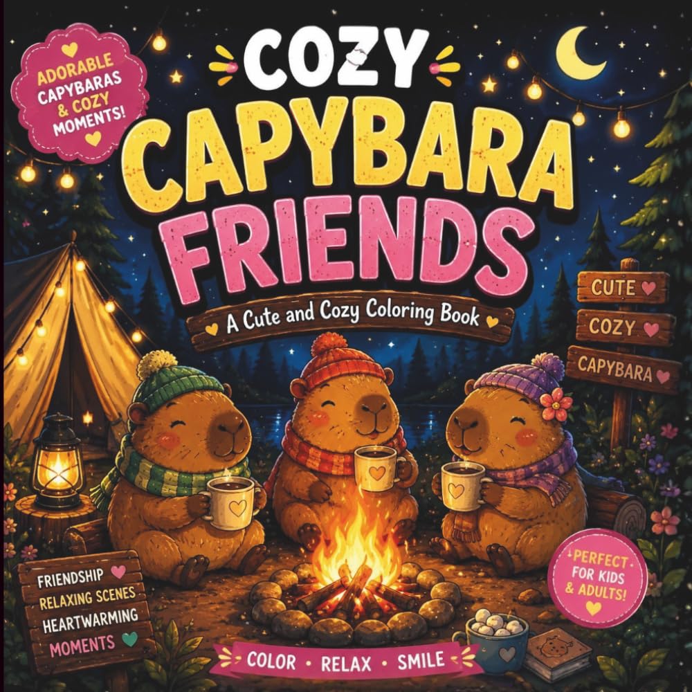 Cozy Capybara Friends: A Cute and Cozy Coloring Book Filled with Adorable Capybaras, Friendship Adventures, Relaxing Scenes, and Heartwarming Moments (THE COZY COLLECTION)