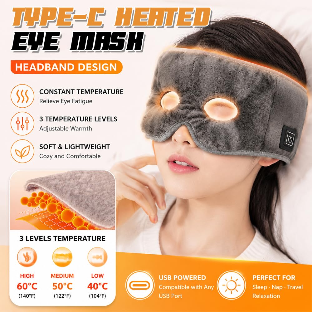 Coussin chauffant pour le visage, masque de soulagement thermique avec 3 réglages de température, couverture chauffante pour sinusite, migraines hormonales et maux de tête tendus