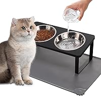 Vista 13 de Tazón de comida para gatos elevado de acero inoxidable para 3 tazones, tazón reemplazable para gatos de 4.7 pulgadas, paquete de 3