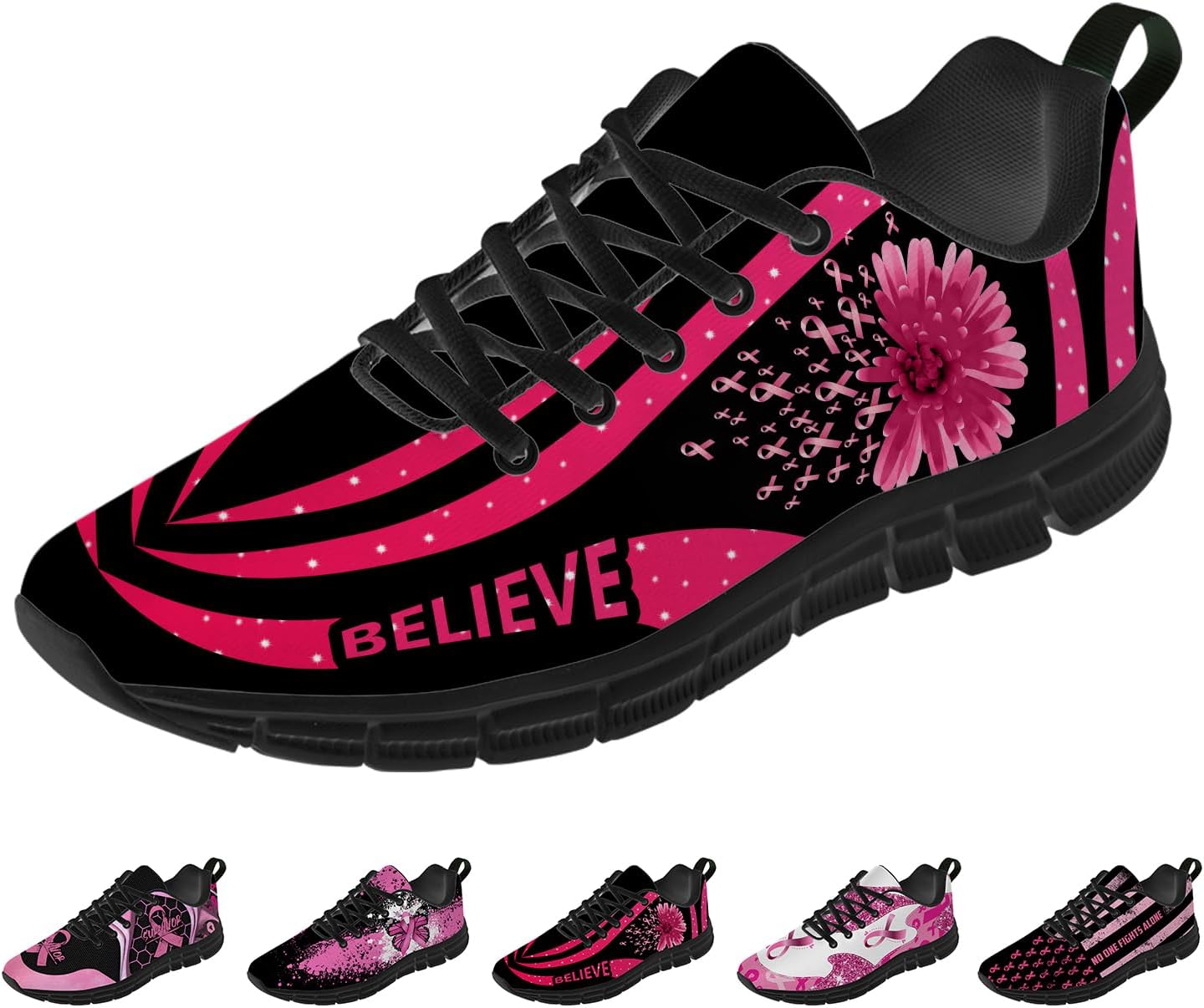 Generic Breast Cancer Awareness Shoes for Women Tennis Shoes 3D Print Sneakers Gifts for Ladies