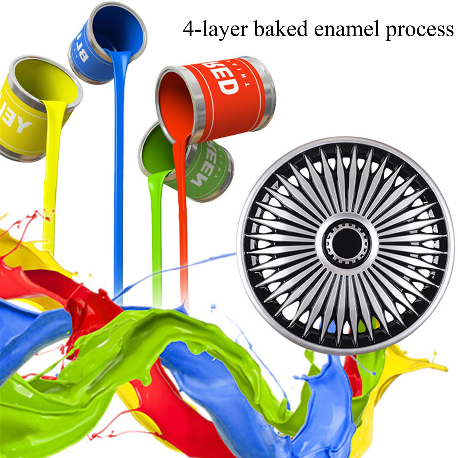 Yurefax 4er Set Radkappen 12 Zoll - Felgenabdeckungen Für Toyota - Schwarze Radkappen Für Stahlfelgen