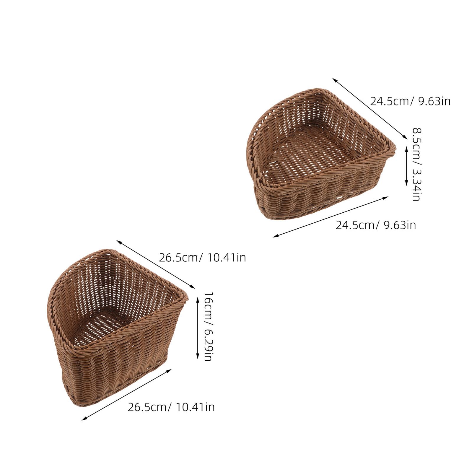POPETPOP Cestini Angolari Intrecciati in Plastica Effetto Rattan da 10 Pollici Set 2 Pezzi Semicircolari per Armadio e Lavanderia Vassoio Portaoggetti Triangolare Resistente e Versatile