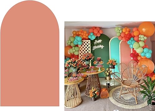 Miniatura 6 de HUAYI Cubierta de telón de fondo de arco marrón para fiesta de cumpleaños, boda, baby shower, decoraciones de Chiara, cubiertas de pared arqueadas,