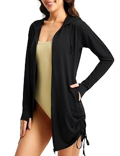 FitsT4 Sports Women's UPF 50+ Swim Cover Up Long Sleeve Cardigan Zip up Swimsuit - Amazon product rated Grade A