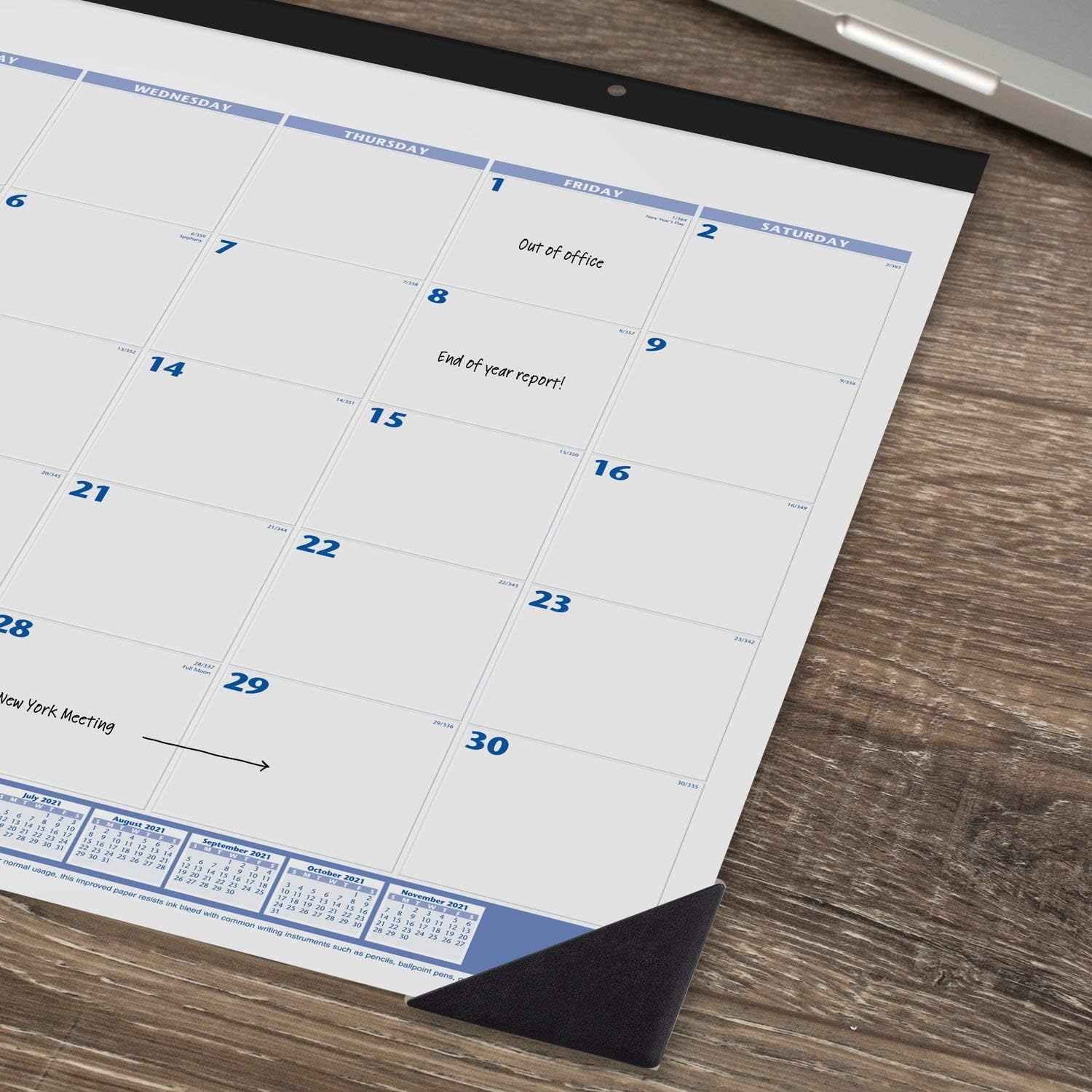 2021 Desk Calendar by AT-A-GLANCE, Monthly Desk Pad, 21-3/4" x 17", Standard, Blue/Gray (SW2000021)