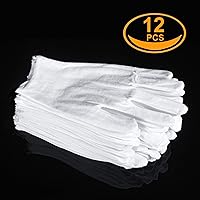 Vista 4 de 6 pares de guantes de algodón blancos para manos secas con eccema, guantes de spa hidratantes - Guantes de trabajo con forro para servir, disfraz e