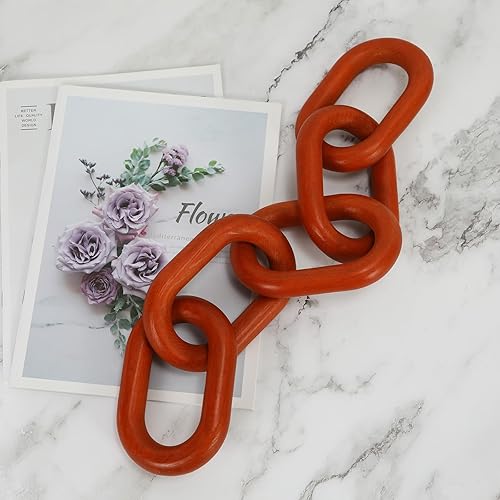 Vista 2 de HMASYO Decoración de Eslabones de Cadena de Madera Marrón, Cadena Decorativa de Madera de 5 Eslabones Acentos de Decoración del Hogar, Decoración