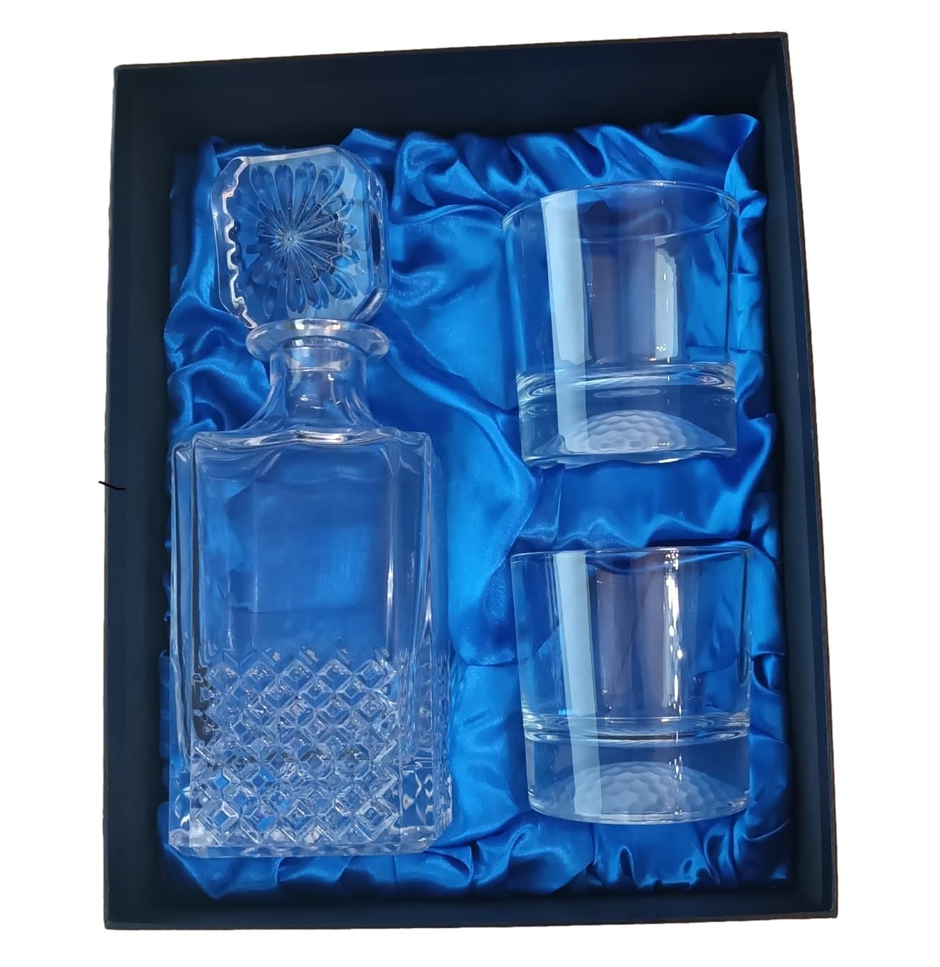 County Engraving Personalised Cut Crystal Design Decanter and 2 Tumbler Gift Set (310ml Golf Ball Base)