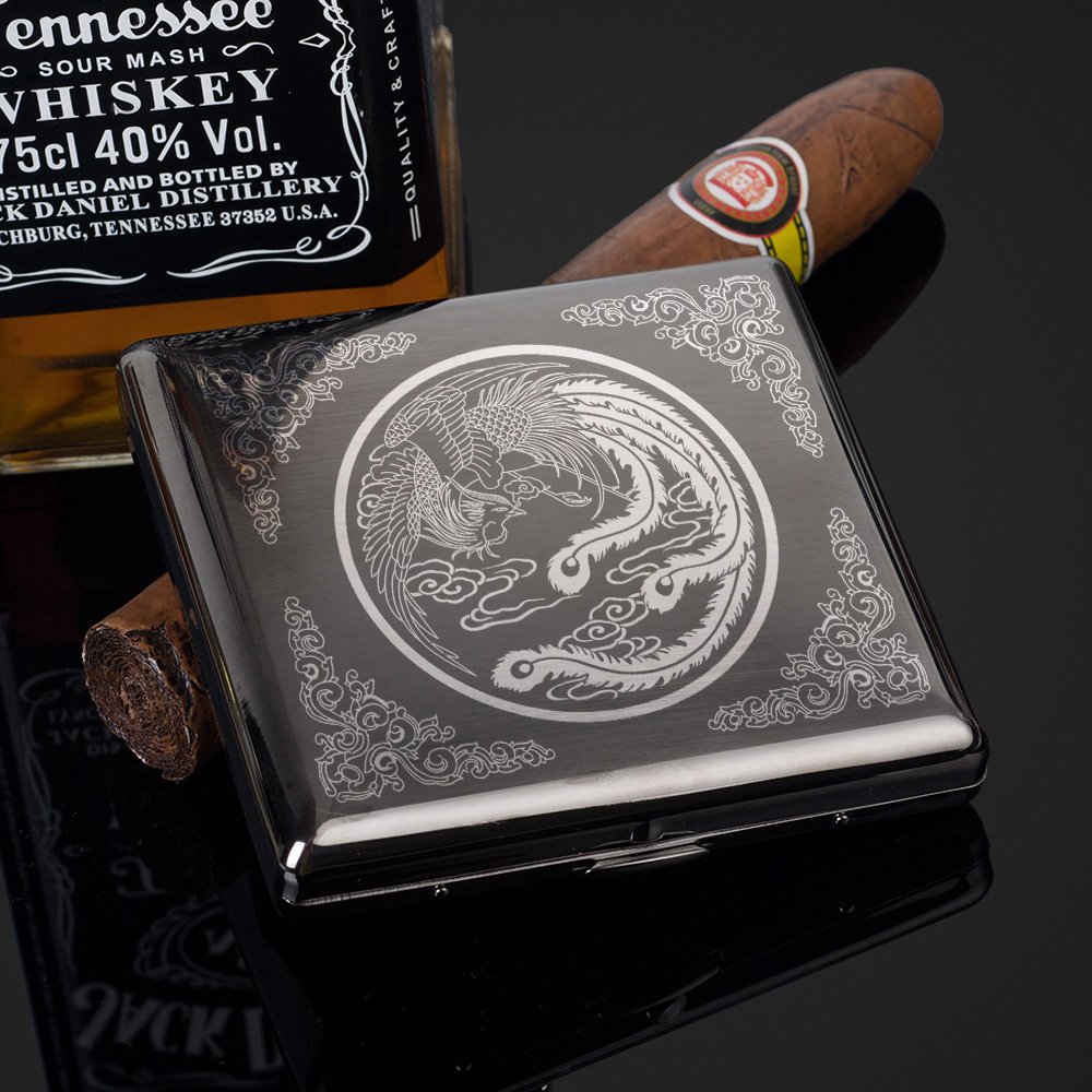 Amazon | 彫刻されたドラゴンとフェニックスの純銅メタルシガレット