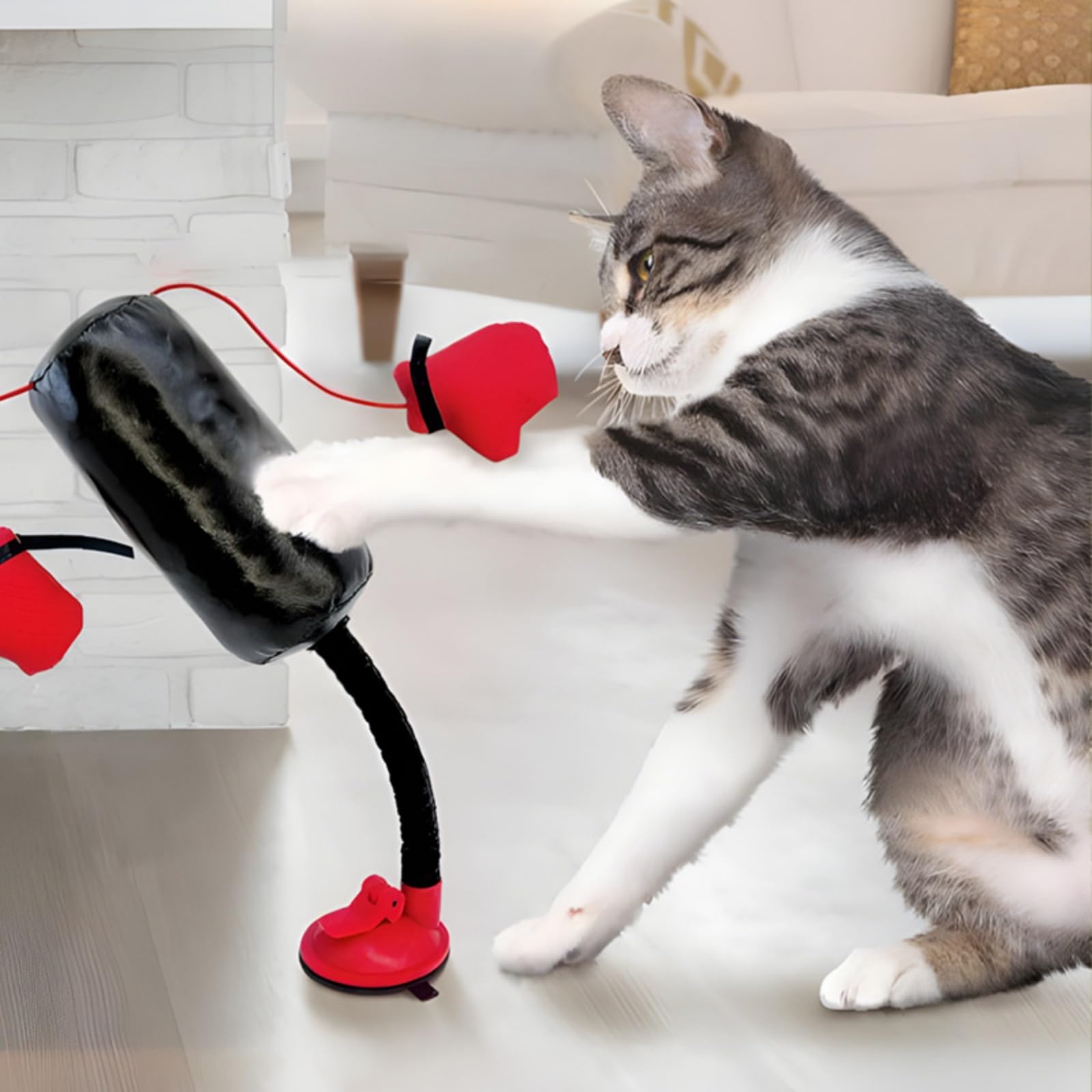 Saco de boxeo para gatos, divertidos sacos de boxeo con guantes de boxeo, juego para todos (A)