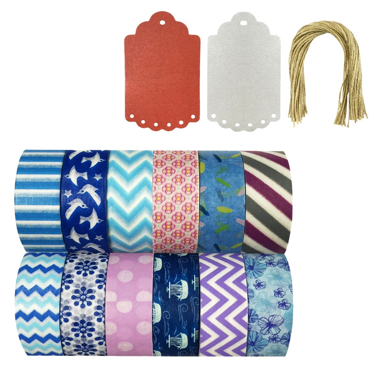 allydrew Washi Tapes Decorative Masking Tapes, Set of 12, ADSET37