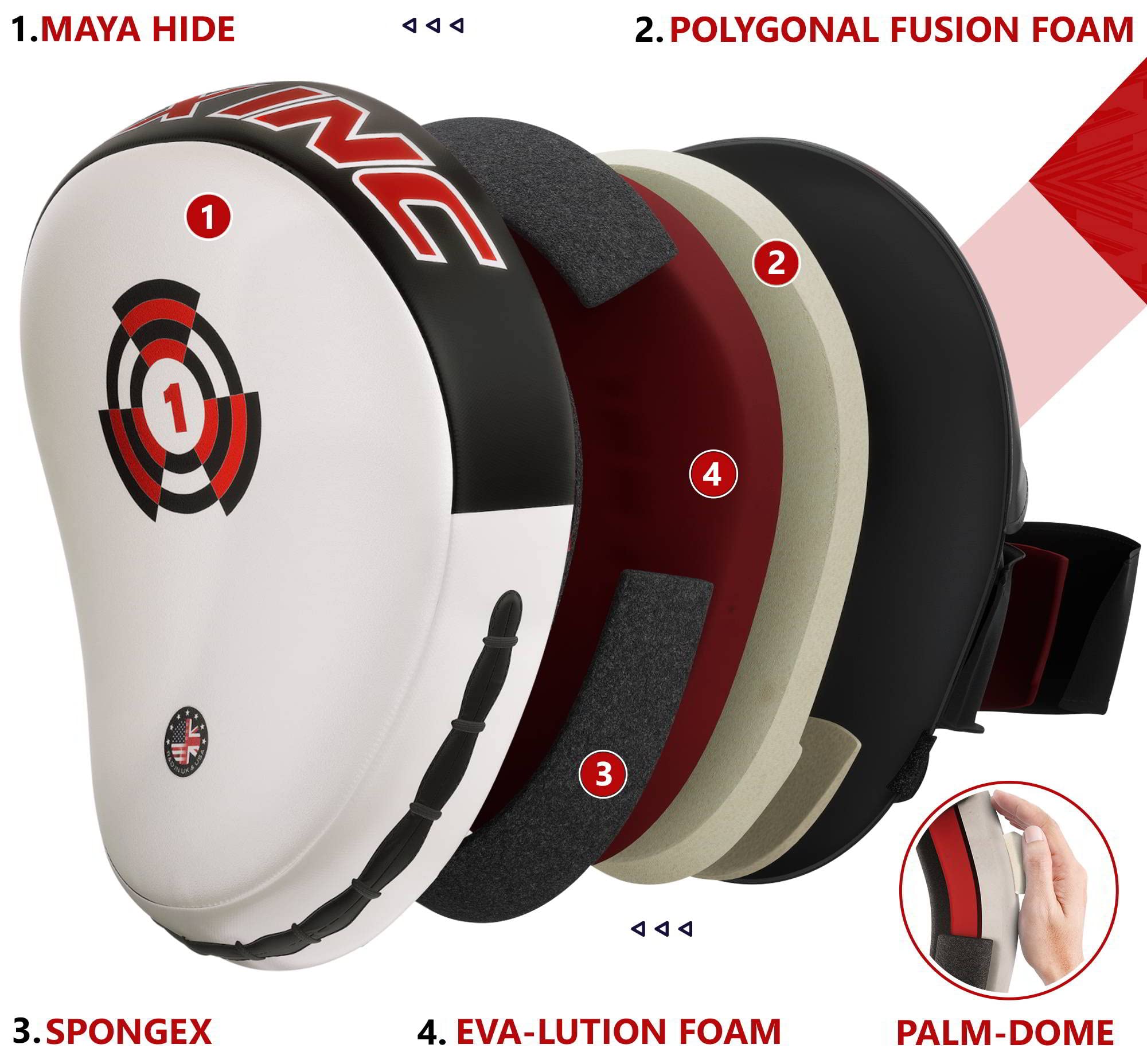 RDX Maya Hide Cuero Curvadas Boxing Pads Gancho Jab Patada Almohadilla Kick Boxing Sparring