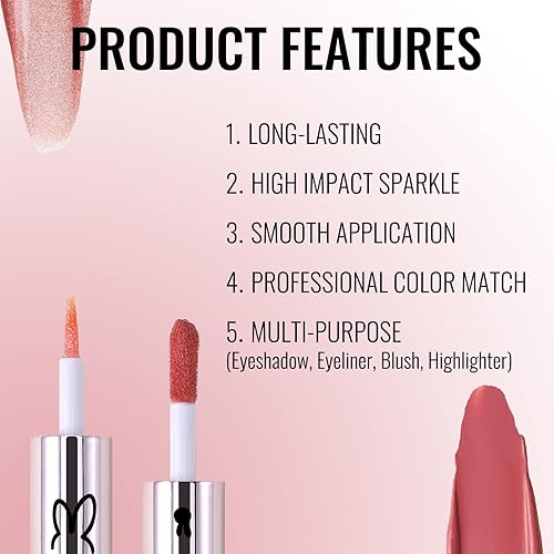 Miniatura 7 de Erinde 3 sombras de ojos mate con purpurina líquida, delineador de ojos con purpurina líquida y sombra de ojos crema mate 2 en 1, secado rápido,