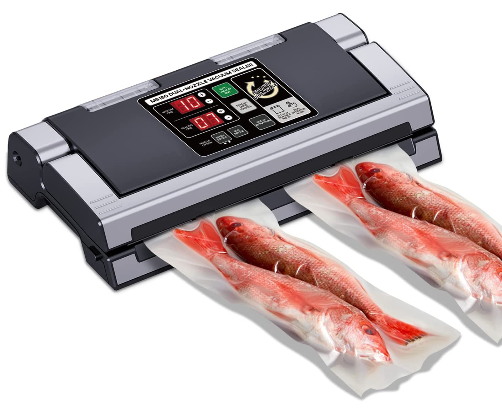 AYCDL Commercial Vacuum Sealer, Double Pump and Nozzle Sealing Machine with Air Inflated Function 40cm Seal Bar Dry & Moist Food Packing Machine for Smooth Flat Bags or Chamber