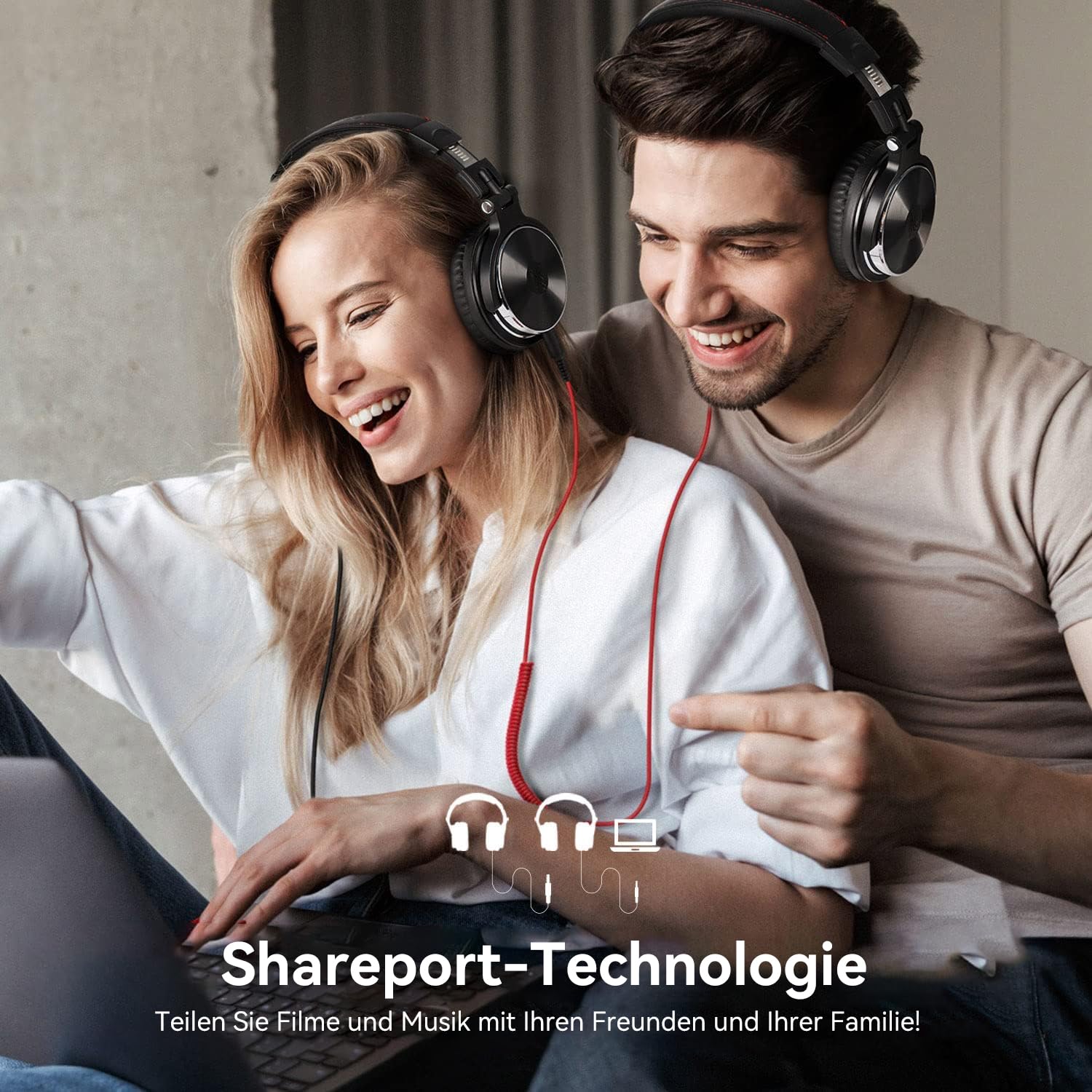 OneOdio Over Ear Kopfhörer mit Kabel, 50mm Treiber, Bassklang, 6.35 & 3.5mm Klinke, Share-Port, Geschlossene DJ Headphones für Studio, Podcast, Monitor, Handy, PC, MP3/4 (Pro-10 Schwarz)